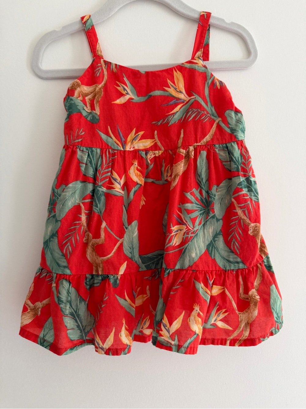 Janie and Jack Red Tropical Print Sundress baby girl size 6-12m